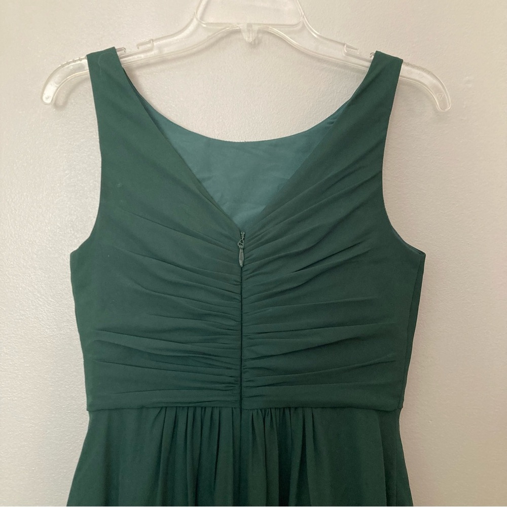JJ’s House A-Line Boatneck Floor-Length Chiffon Bridesmaids Dress with Ruffle - Picture 9 of 14